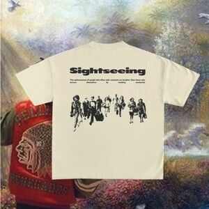 Asher Vaun cream sightseeing tee in medium and large—travel in style and comfort